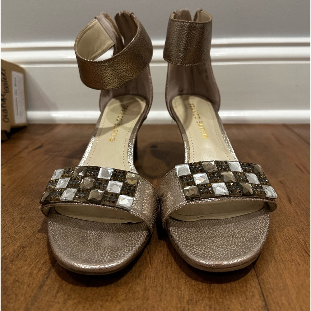 Franco Sarto Evelina Metallic Gold Open Toed Heels